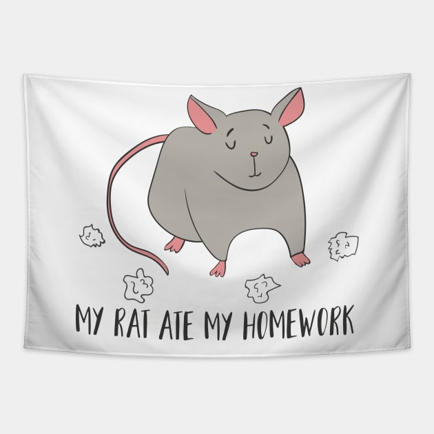 My Rat Ate My Homework! Tapestry by Dreamy Panda Designs