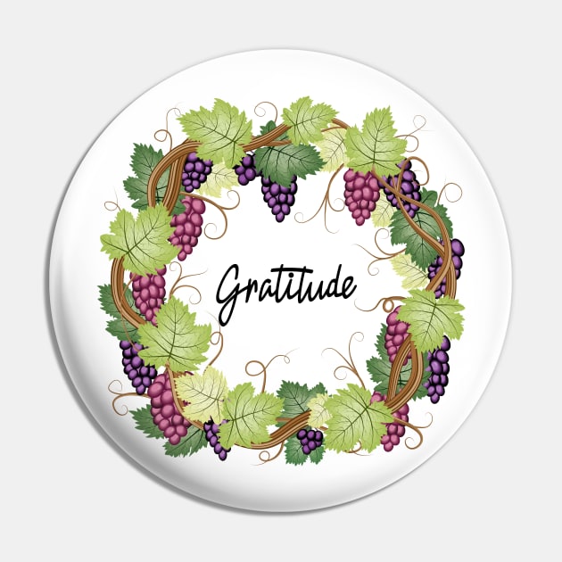 Gratitude - Grape Vines Pin by Designoholic