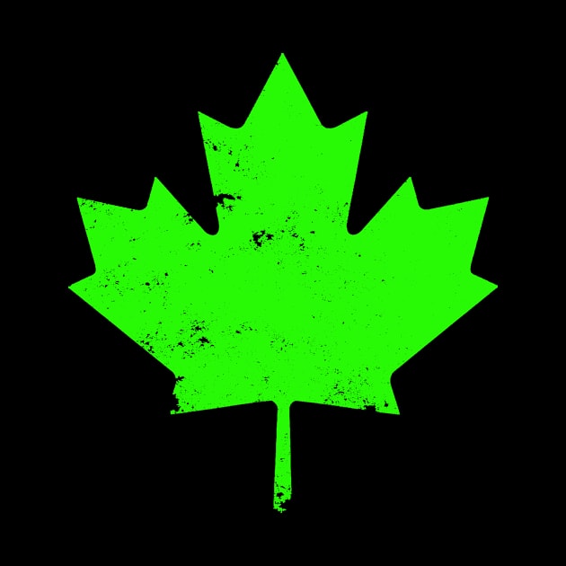 Green Distressed Canada Maple Leaf by DazzlingApparel