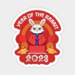 Yin Yan Bunny Zodiac Chinese New Year 2023 Year of Rabbit Magnet