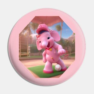 Happy baseball pink elephant Pin