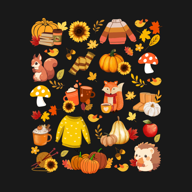 Thanksgiving Harvest Cute AnimalsT-Shirt by DakhaShop