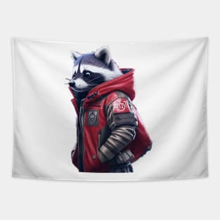 Fashionable Raccoon Japan Street Wear Futuristic Tapestry