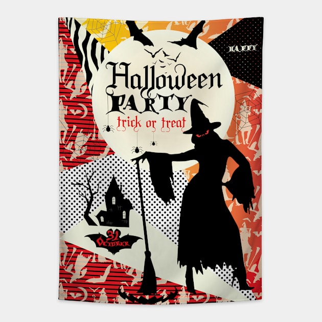 Dark Haunted House Halloween Party Festival Modern abstract design, pumpkin, magic night sky and more / Holiday gifts Tapestry by sofiartmedia