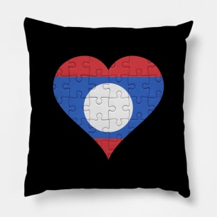 Lao Jigsaw Puzzle Heart Design - Gift for Lao With Laos Roots Pillow