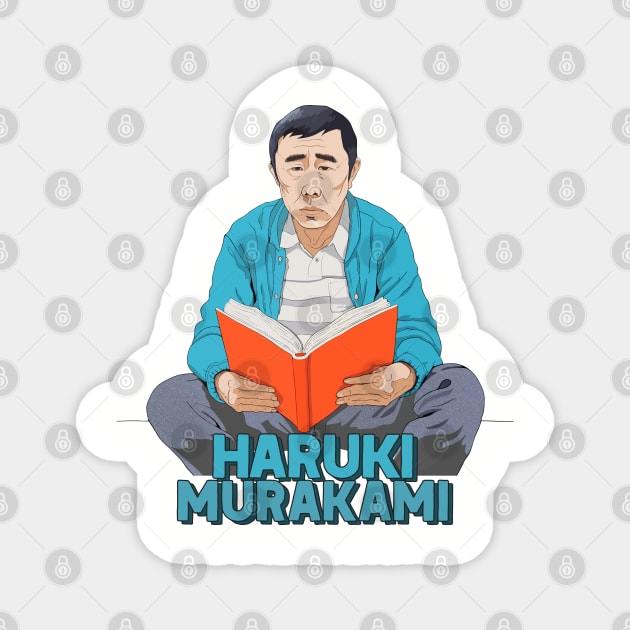 Haruki Murakami 村上 春樹 ---- Retro Fan Art Design Magnet by DankFutura