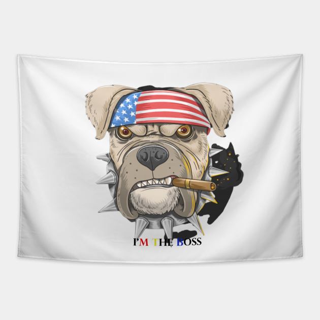 Pitbull American punk head dog Tapestry by lemirbashir