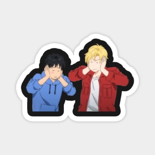 Ash and Eiji covering their ears Magnet