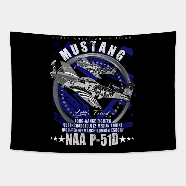 P-51 Mustang | North American Aviation WW2 P51 Fighter Plane Tapestry by aeroloversclothing