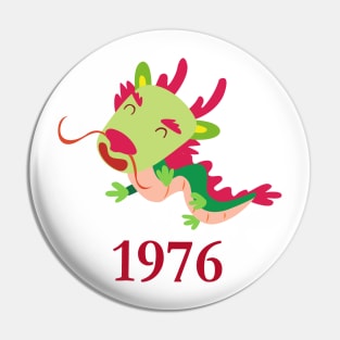 Chinese Zodiac Sign Dragon | Red green Chinese dragon | Cute Baby Dragon | 1976 Pin