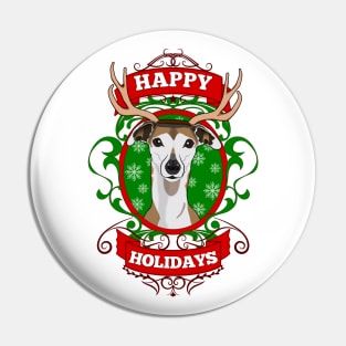 Christmas Happy Holidays Puppy Reindeer Antlers Pin