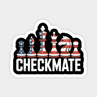 Checkmate American flag chess pieces chess player USA Magnet