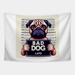 LAPD Pug Mugshot Tapestry