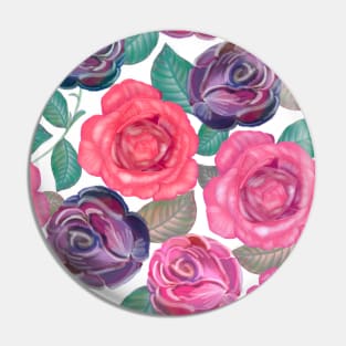 Watercolor roses and mix flower bouquet Pin