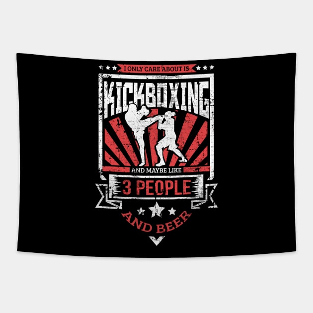 I Only Care About Kickboxing, 3 People, and Beer Tapestry by theperfectpresents