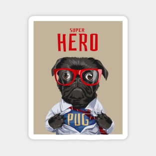 Super Hero Pug Dog Magnet