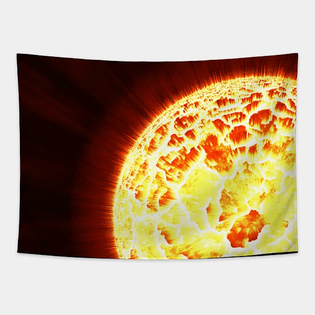 Exploding Sun Close-Up - Red Tapestry by The Black Panther