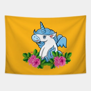 Cute Unicorn Flower Lover Tapestry