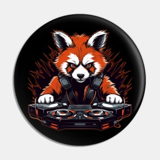 DJ Red Panda Music Lover Turntables Graphic Art Pin