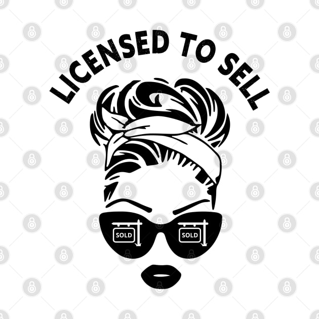 Licensed To Sell  Real Estate Messy Bun Cat Eye Sunglasses by AdrianaHolmesArt