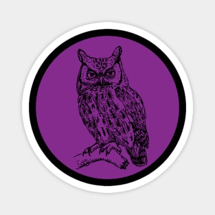 Halloween Owl, Portents, Omens, Signs, and Fortunes - Purple and Black Style Magnet