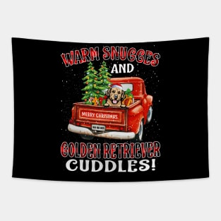 Warm Snuggles And Golden Retriever Cuddles Ugly Christmas Sweater Tapestry