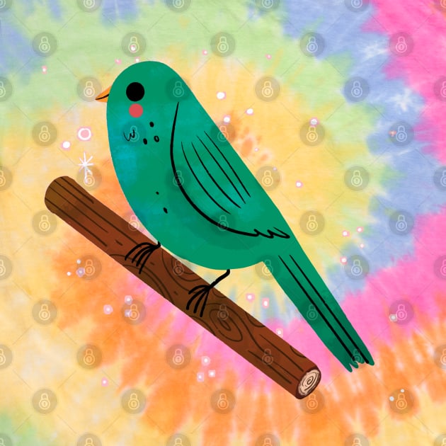 Kawaii Bird Painting Hand Drawn by Mako Design 