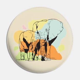 Mother Elephant and Her Child Pin