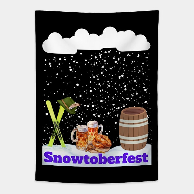 Funny Oktoberfest snow pun beer and pretzel for ski lovers Tapestry by Artstastic