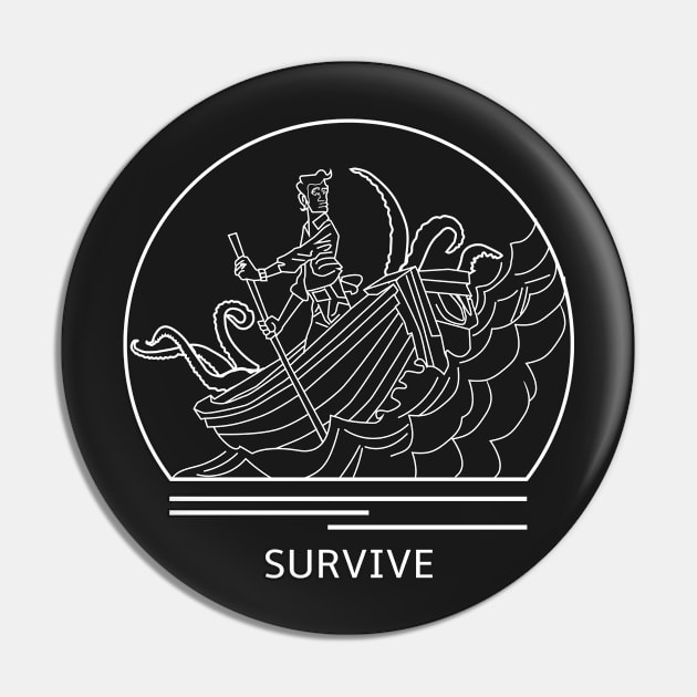 Survive: Escape From Atlantis Minimalist Line Drawing - Board Game Inspired Graphic - Tabletop Gaming  - BGG Pin by MeepleDesign