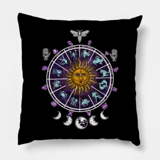 Mystical zodiac astrological calendar Pillow