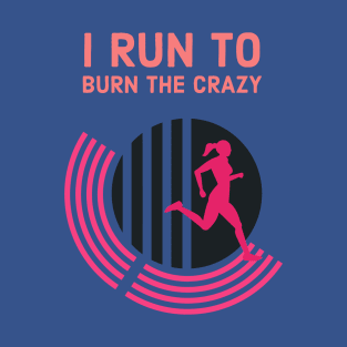 Fasbytes Women Runner I run To Burn Off the Crazy Typography Black Pink T-Shirt