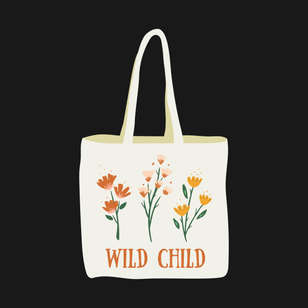 Wild Child Flower Tote Bag by DesignStory