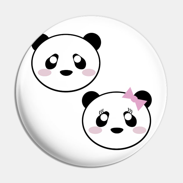 Kawaii Panda He She Boy Girl Cute sweet Pin by kristinedesigns