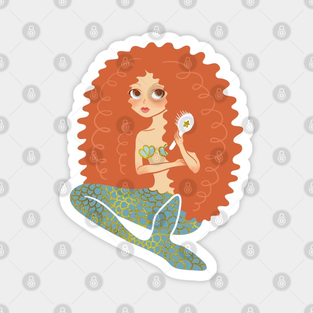 Curly Mermaid Magnet by Wlaurence