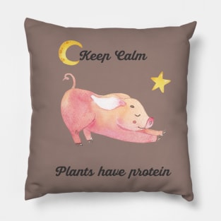 Keep Calm Plant Have Protein Yoga Piglet Pillow