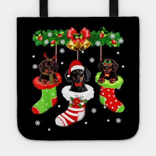 Funny Dachshund In The Stocking s Merry Christmas Tote