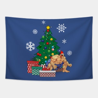 E Honda Around The Christmas Tree Street Fighter Tapestry