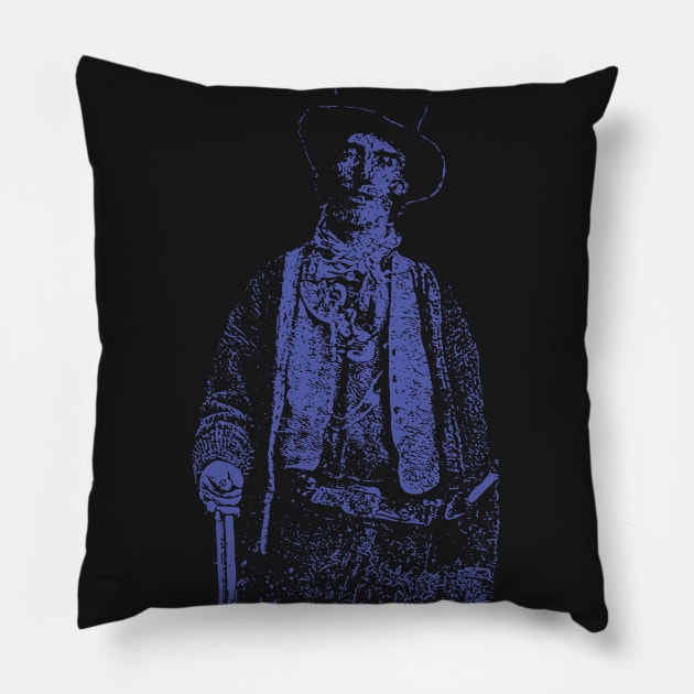 Billy the Kid Grunge Pop Distressed Style Billy the Kid Western Outlaw Blue Version Pillow by pelagio