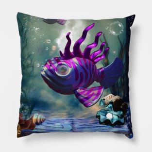 Cute fantasy fish in the deep ocean Pillow