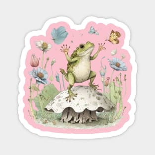 Cottagecore Aesthetic Frog Cute Vintage Magnet