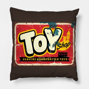 Vintage Toy Store Sign Pillow