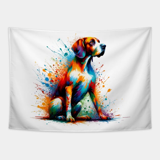 Colorful Abstract Splashed Paint Pointer Dog Artwork Tapestry by ArtRUs