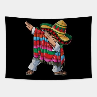 Dabbing Mexican Poncho Cinco de Mayo Boys Men Short Sleeve Sombrero Dab 2024 Tapestry