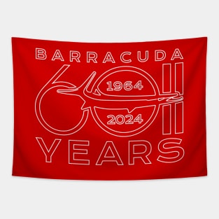 60th Anniversary - Barracuda Text Design (Reverse on Red) Tapestry