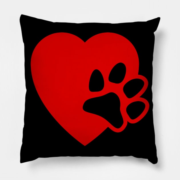 Dog Paw Heart Pillow by greygoodz