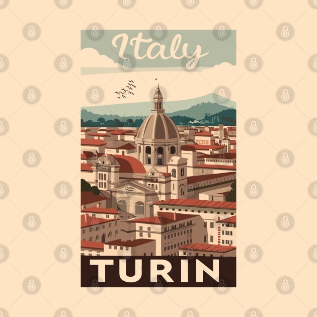 A Vintage Travel Art of Turin - Italy by goodoldvintage