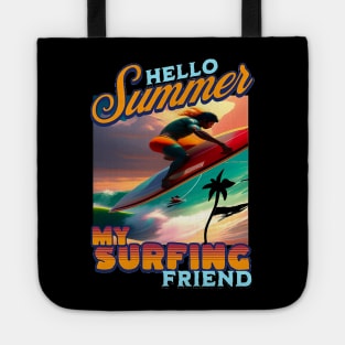 Riding Therapy, Hello Summer Vintage Funny Surfer Riding Surf Racing Surfing Lover Gifts Tote