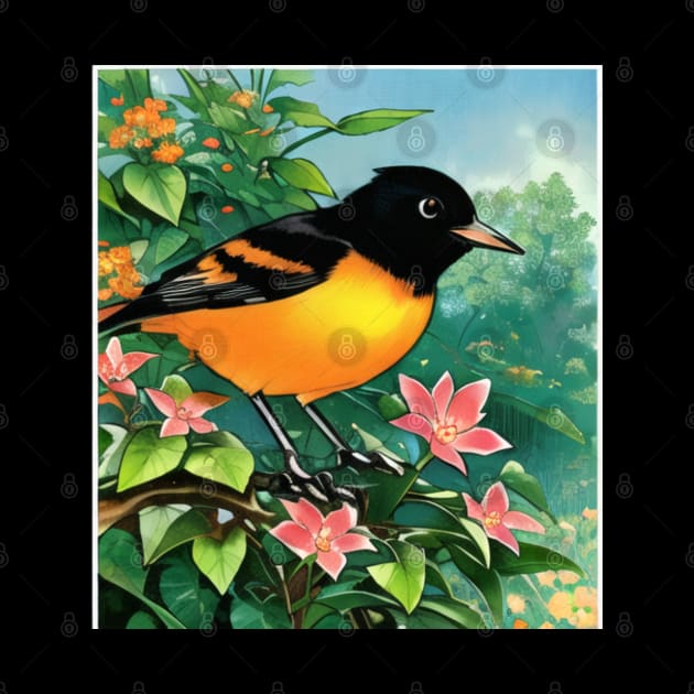 Cuteness of Baltimore Orioles The Orange Oriole Bird with Vintage Orchard Oriole Bird by DaysuCollege