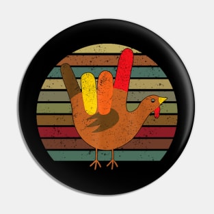 Peace Sign Turkey Hand Cool Thanksgiving Hippie Men Women Pin